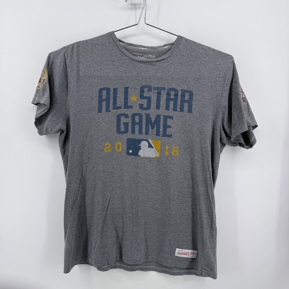 Mitchell & Ness T-Shirt Mens XL MLB All Star Game Cotton Gray Graphic 2016